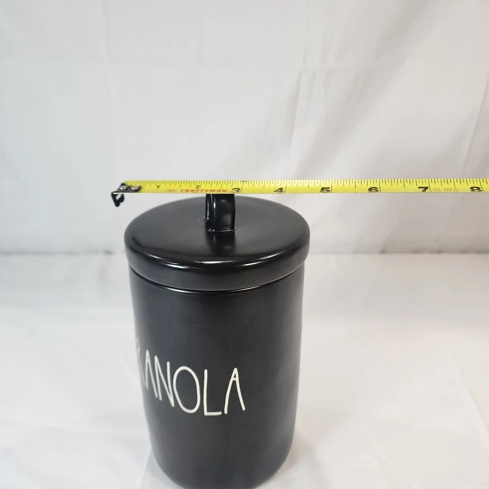 RAE DUNN Artisan Collection By Magenta Black Ceramic GRANOLA Canister 8.5 In
